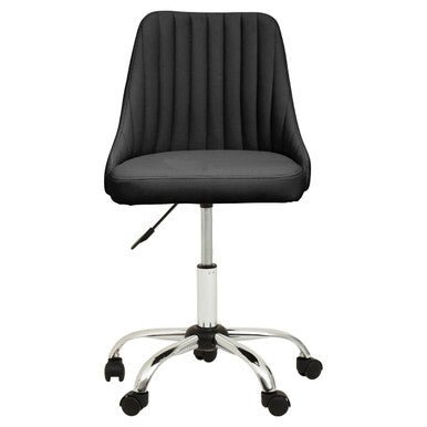 Brent Ribbed Black And Chrome Home Office Chair 1 - Online Bedrooms