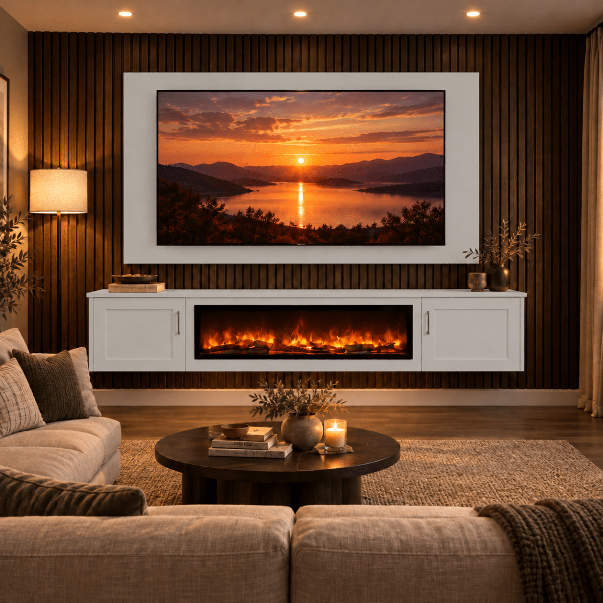 Colston Shaker Floating Media Wall Unit - 40" Fireplace 4 - Online Bedrooms