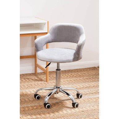 Fionna Grey Velvet Home Office Chair With Curved Back 6 - Online Bedrooms
