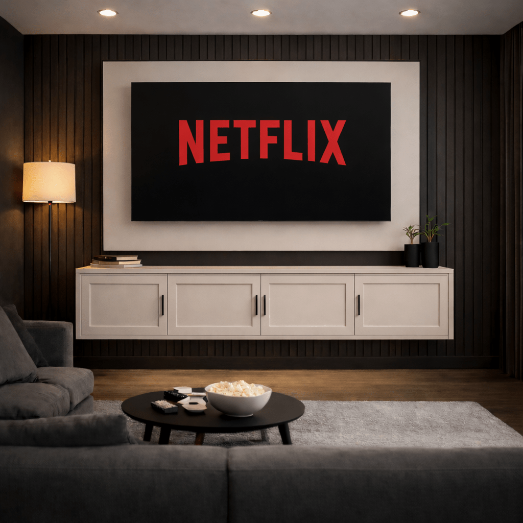 Floating Media Wall Entertainment Bundle with Shaker Doors - For Up to 70" TVs 2 - Online Bedrooms