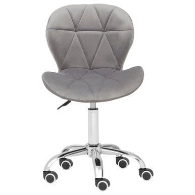 Franki Grey Velvet Quilted Home Office Chair 1 - Online Bedrooms
