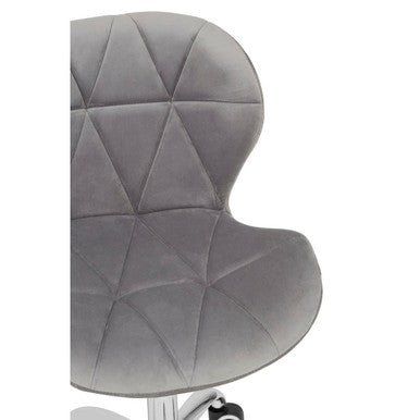 Franki Grey Velvet Quilted Home Office Chair 4 - Online Bedrooms