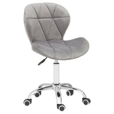 Franki Grey Velvet Quilted Home Office Chair 8 - Online Bedrooms