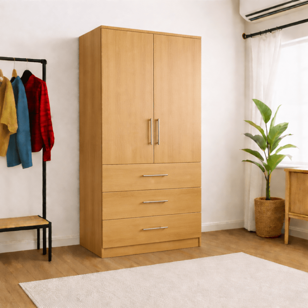 Freestanding Double Wardrobe With 3 Drawers 7 - Online Bedrooms