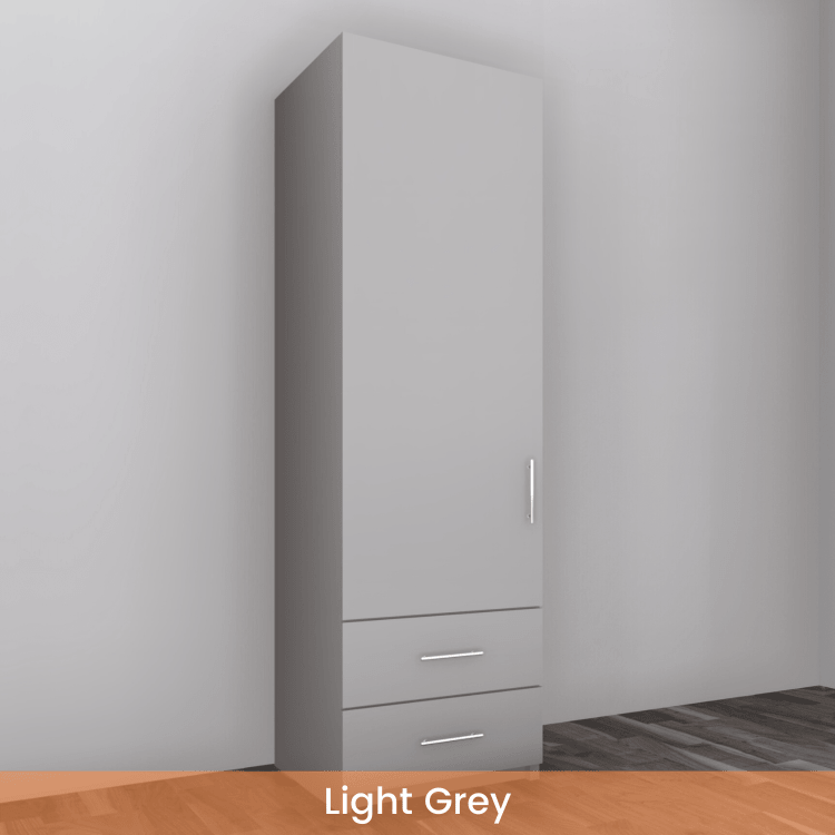 Freestanding Single Wardrobe With 2 Drawers - W: 600mm x H: 2250mm x D: 620mm 5 - Online Bedrooms
