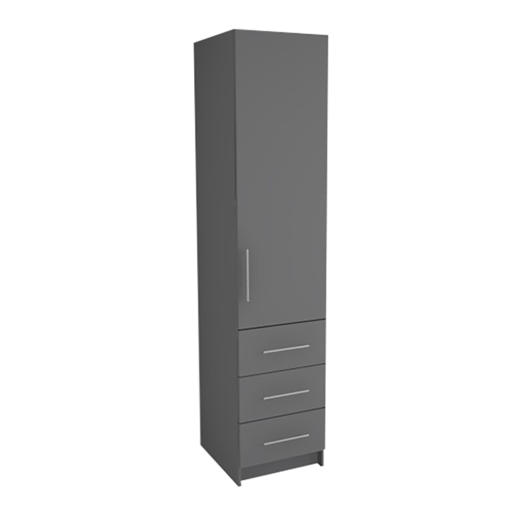 Freestanding Single Wardrobe With 3 Drawers - W: 600mm x H: 2250mm x D: 620mm 1 - Online Bedrooms