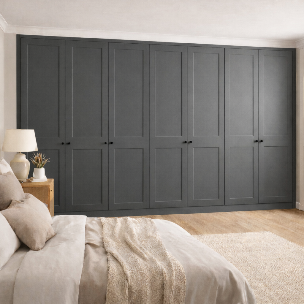 7 Door 2 Panel Shaker Front Frame Fitted Wardrobe - Widths Available 3801 - 4400mm