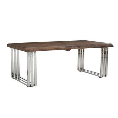 Hampstead Acacia Wood and Silver Finish Coffee Table 4 - Online Bedrooms