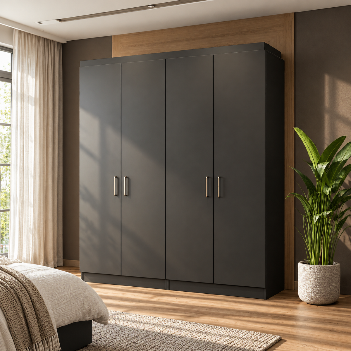 freestanding wardrobe in a premium home setting with natural photographic lighting