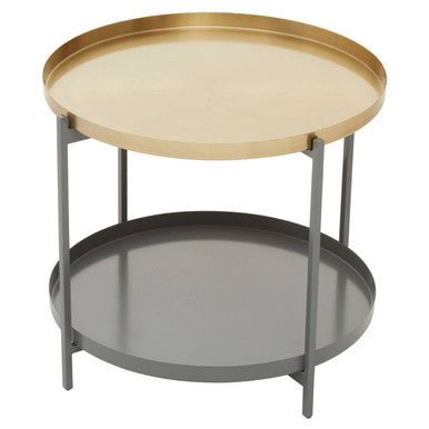 Korba Grey and Matt Gold Finish 2 Tier Coffee Table 4 - Online Bedrooms