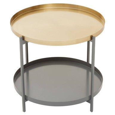 Korba Grey and Matt Gold Finish 2 Tier Coffee Table 5 - Online Bedrooms