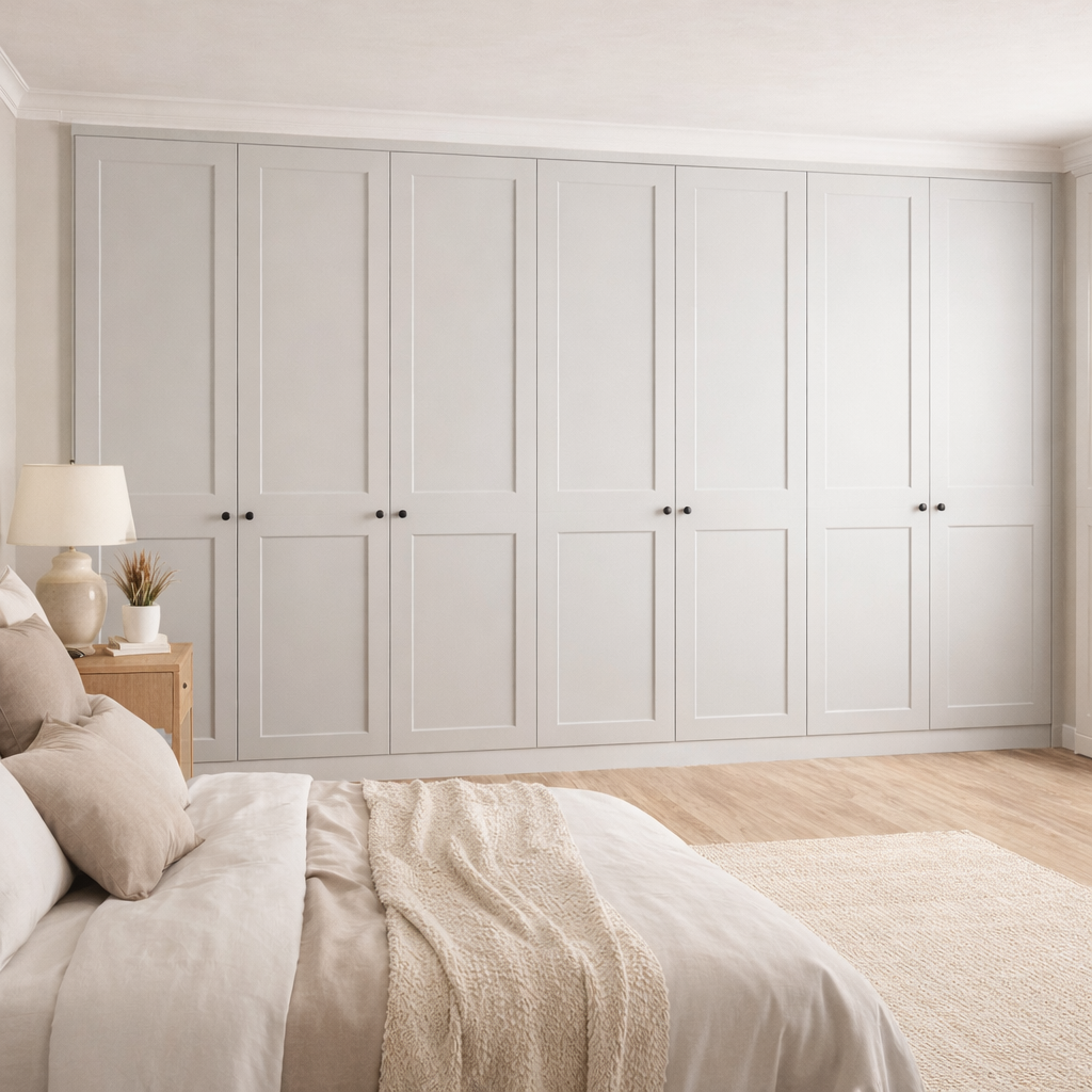 7 Door 2 Panel Shaker Front Frame Fitted Wardrobe - Widths Available 3801 - 4400mm