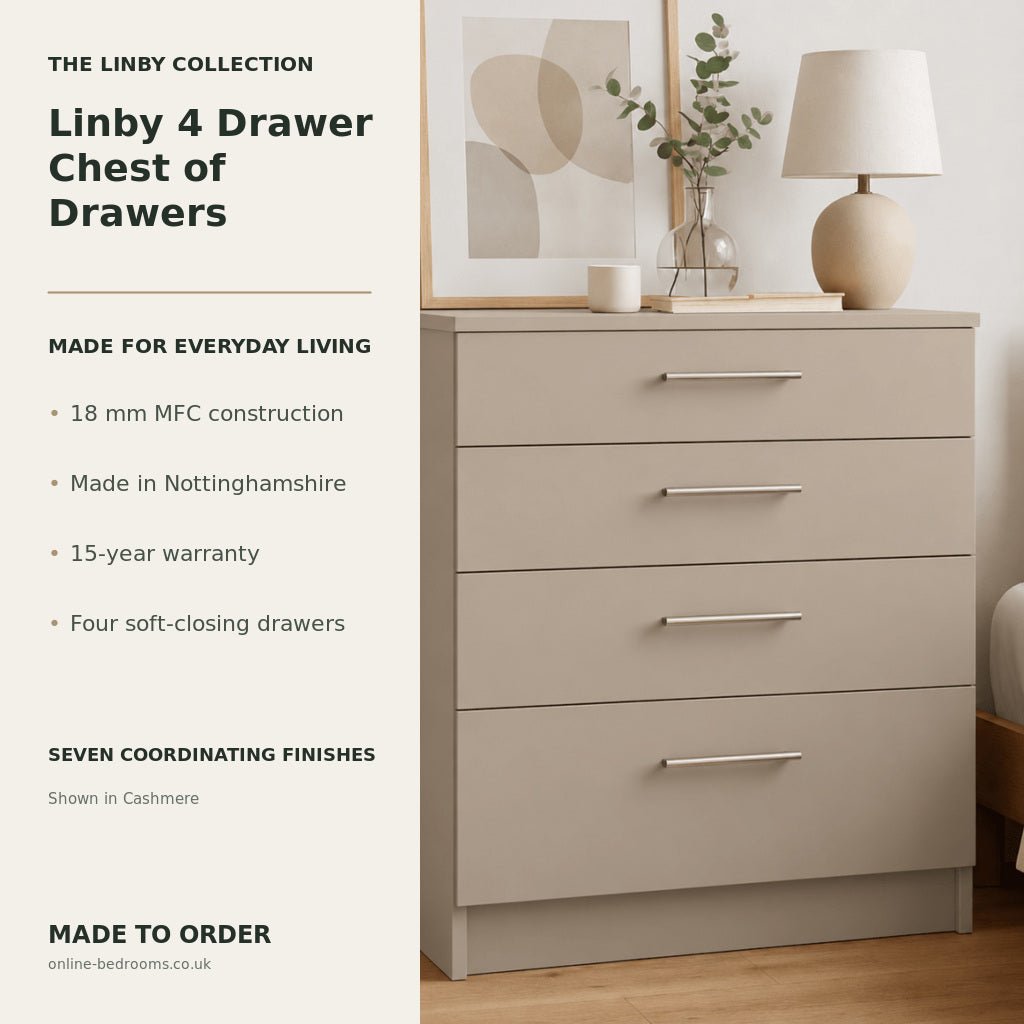 Linby 4 Drawer Chest of Drawers 2 - Online Bedrooms