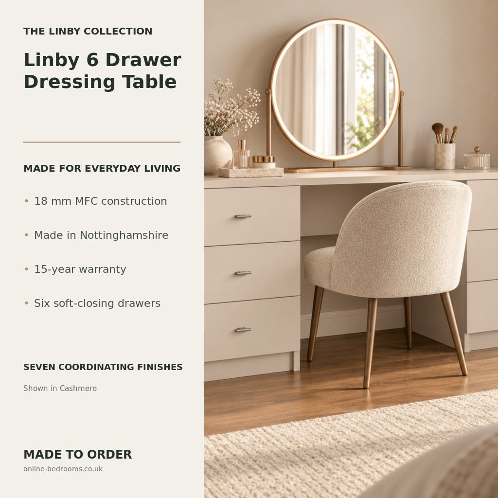 Linby 6 Drawer Dressing Table 2 - Online Bedrooms