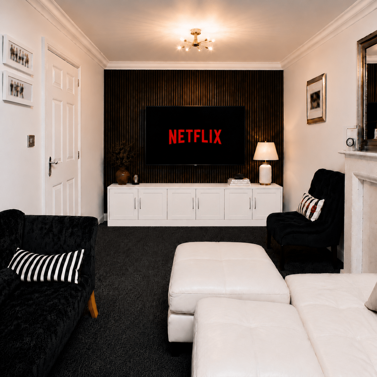 Media Wall Entertainment Shaker Door Base Unit - For Up to 130" TVs 4 - Online Bedrooms