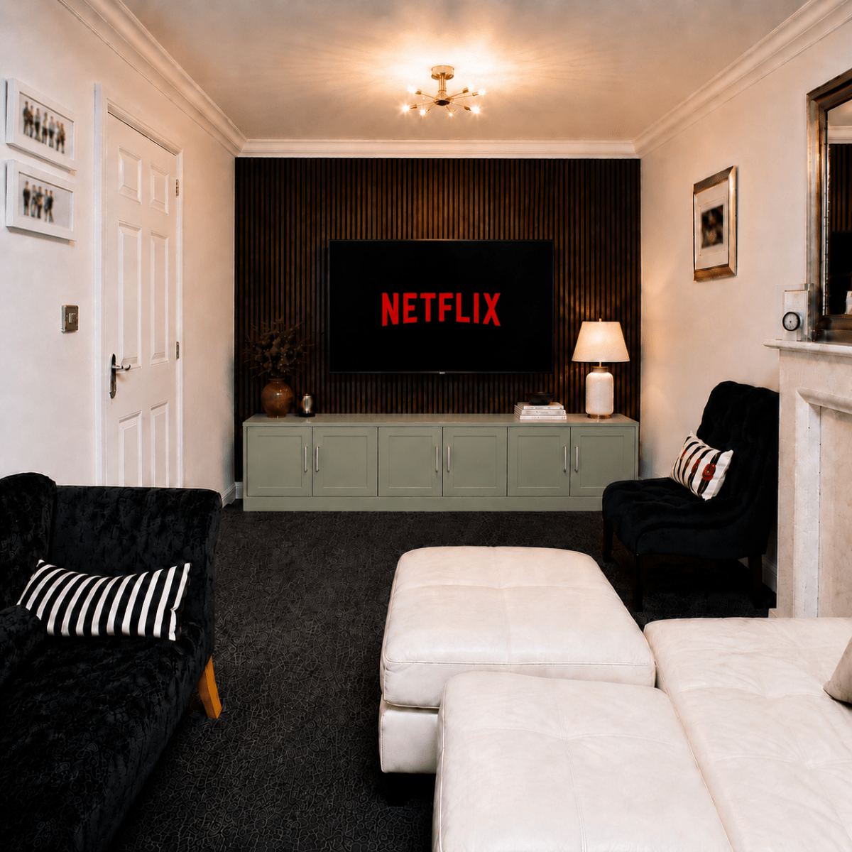 Media Wall Entertainment Shaker Door Base Unit - For Up to 130" TVs 3 - Online Bedrooms