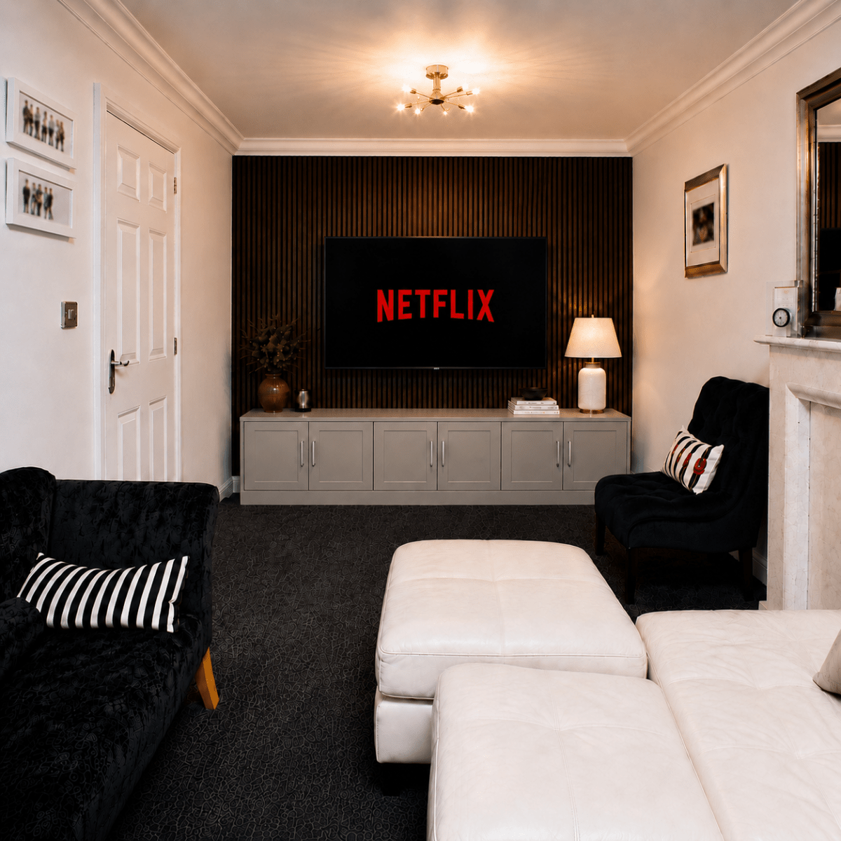 Media Wall Entertainment Shaker Door Base Unit - For Up to 130" TVs 6 - Online Bedrooms