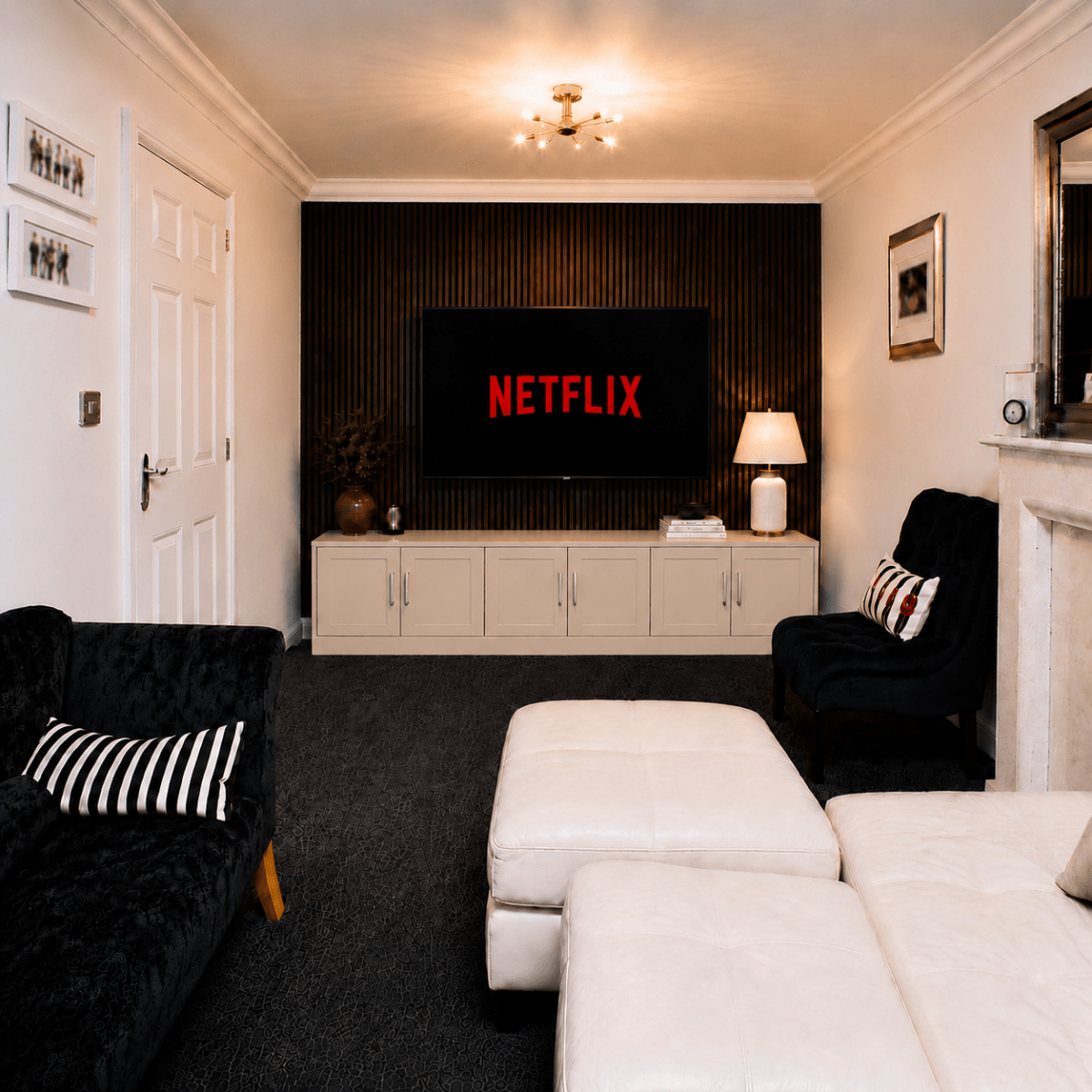 Media Wall Entertainment Shaker Door Base Unit - For Up to 130" TVs 5 - Online Bedrooms