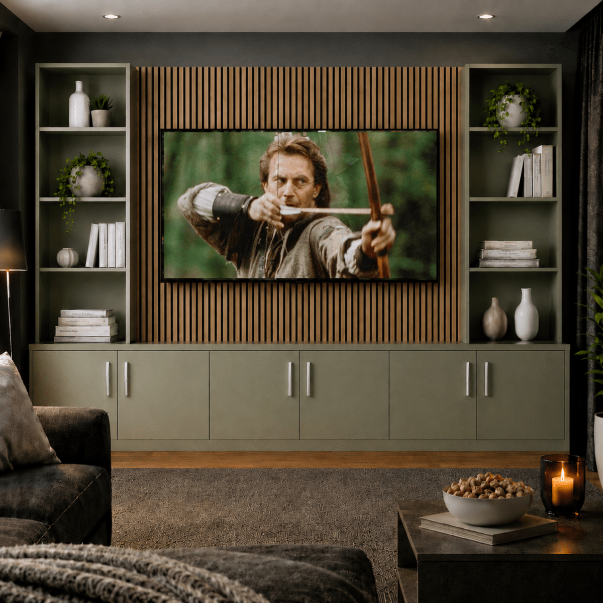 Media Wall Entertainment Smooth Door Base & Double Shelving Unit - For Up to 100" TVs 8 - Online Bedrooms