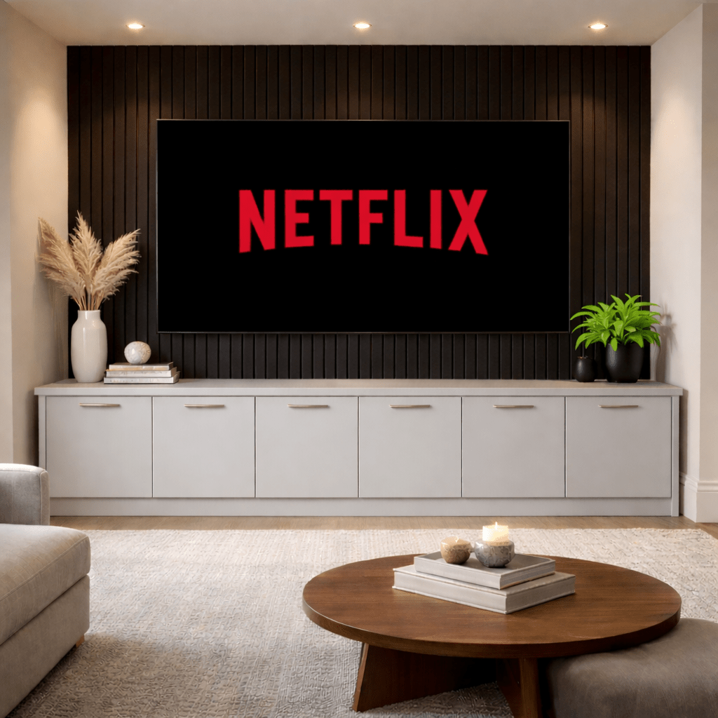 Media Wall Entertainment Smooth Door Base Unit - For Up to 130" TVs 5 - Online Bedrooms