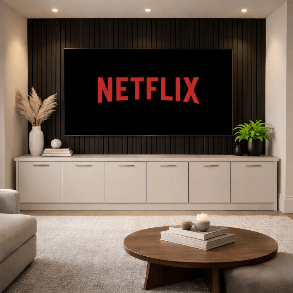 Media Wall Entertainment Smooth Door Base Unit - For Up to 130" TVs 1 - Online Bedrooms