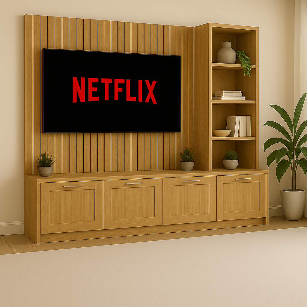 Media Wall Entertainment Unit - Right Hand Shelving - Up to 130" TVs 7 - Online Bedrooms