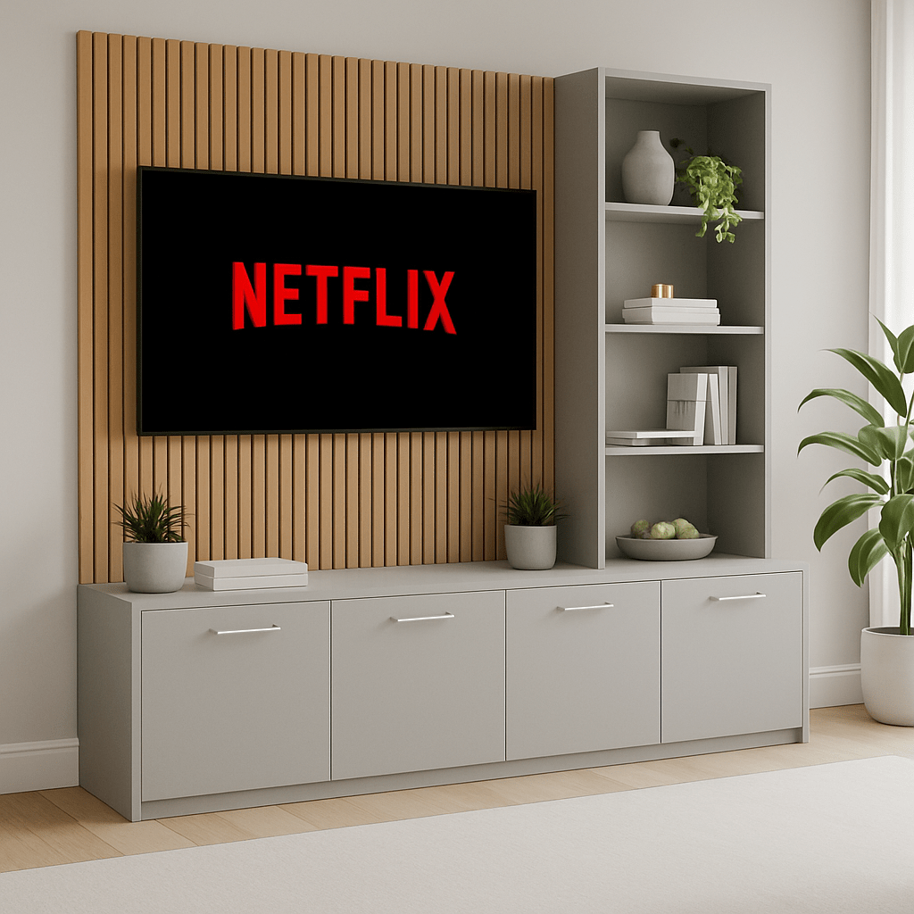 Media Wall Entertainment Unit - Right Hand Shelving - Up to 130" TVs 1 - Online Bedrooms