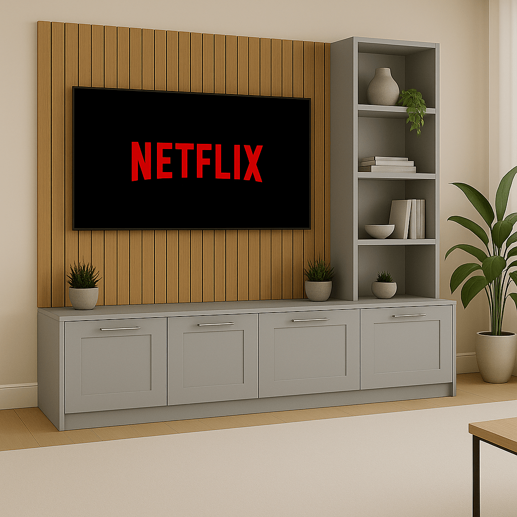 Media Wall Entertainment Unit - Right Hand Shelving - Up to 130" TVs 5 - Online Bedrooms
