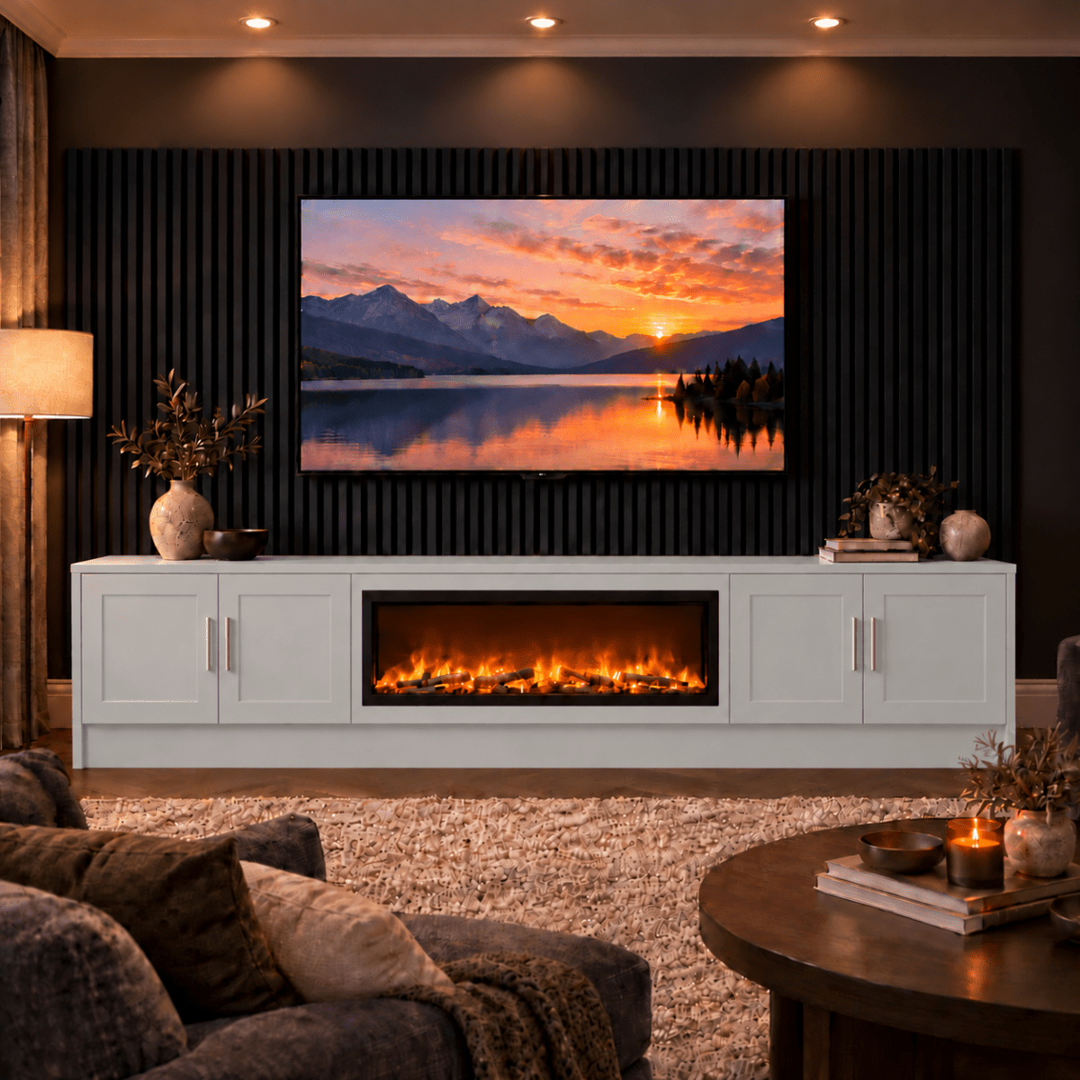 Ollerton Shaker Fireplace Media Wall Unit - 40" Fire 15 - Online Bedrooms