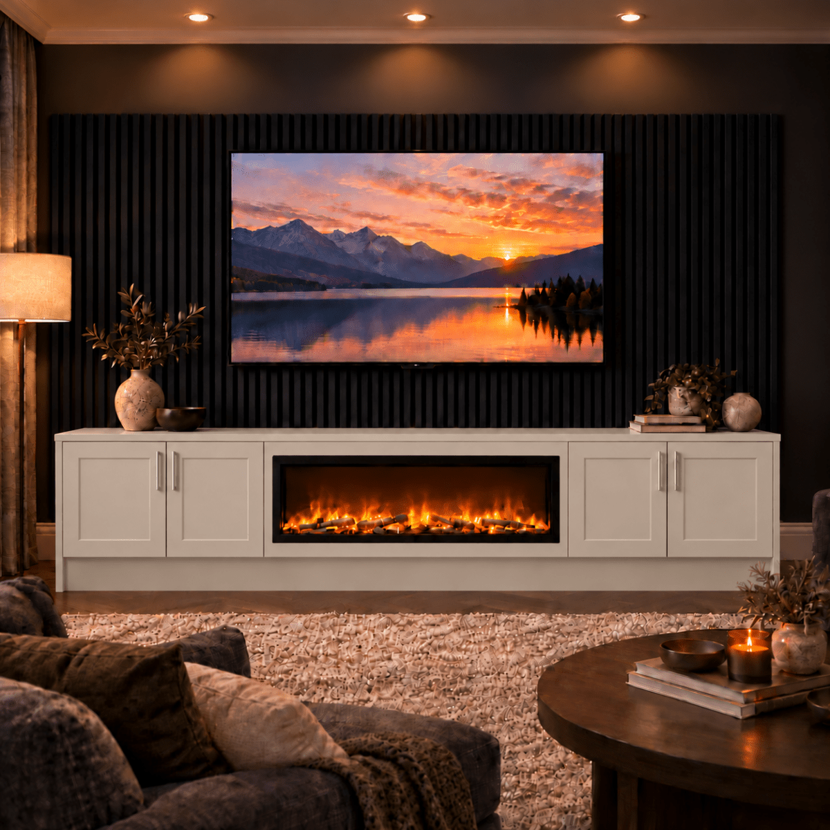Ollerton Shaker Fireplace Media Wall Unit - 40" Fire 8 - Online Bedrooms