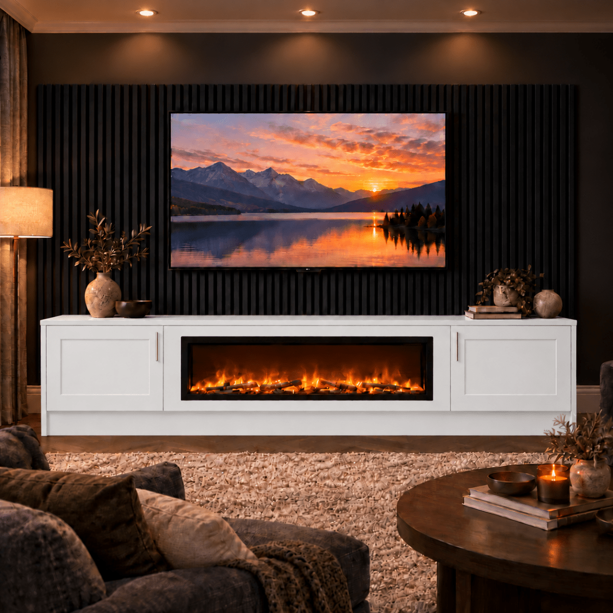 Ollerton Shaker Fireplace Media Wall Unit - 40" Fire 5 - Online Bedrooms