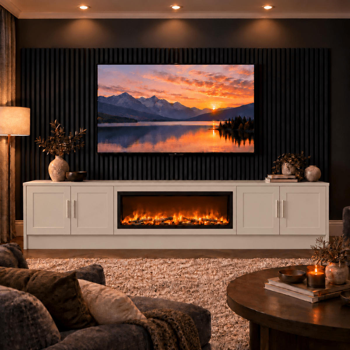 Ollerton Shaker Fireplace Media Wall Unit - 40" Fire 14 - Online Bedrooms