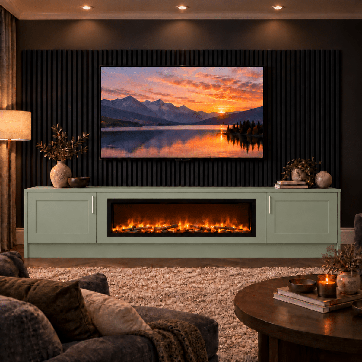 Ollerton Shaker Fireplace Media Wall Unit - 40" Fire 6 - Online Bedrooms