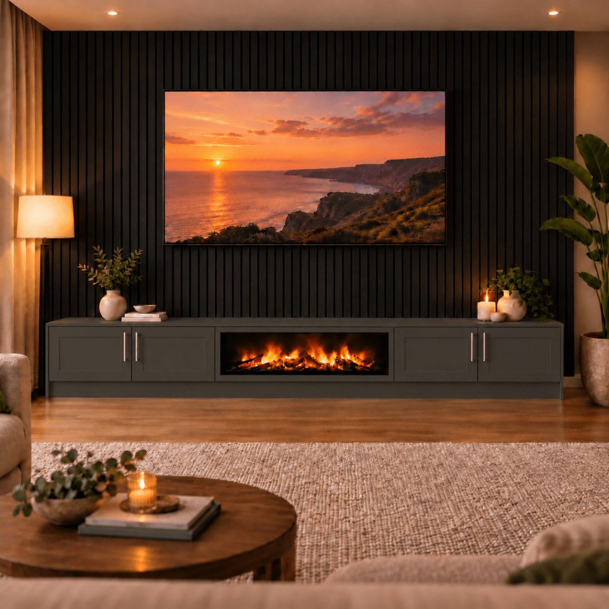 Ollerton Shaker Fireplace Media Wall Unit - Large 60" Fire 15 - Online Bedrooms