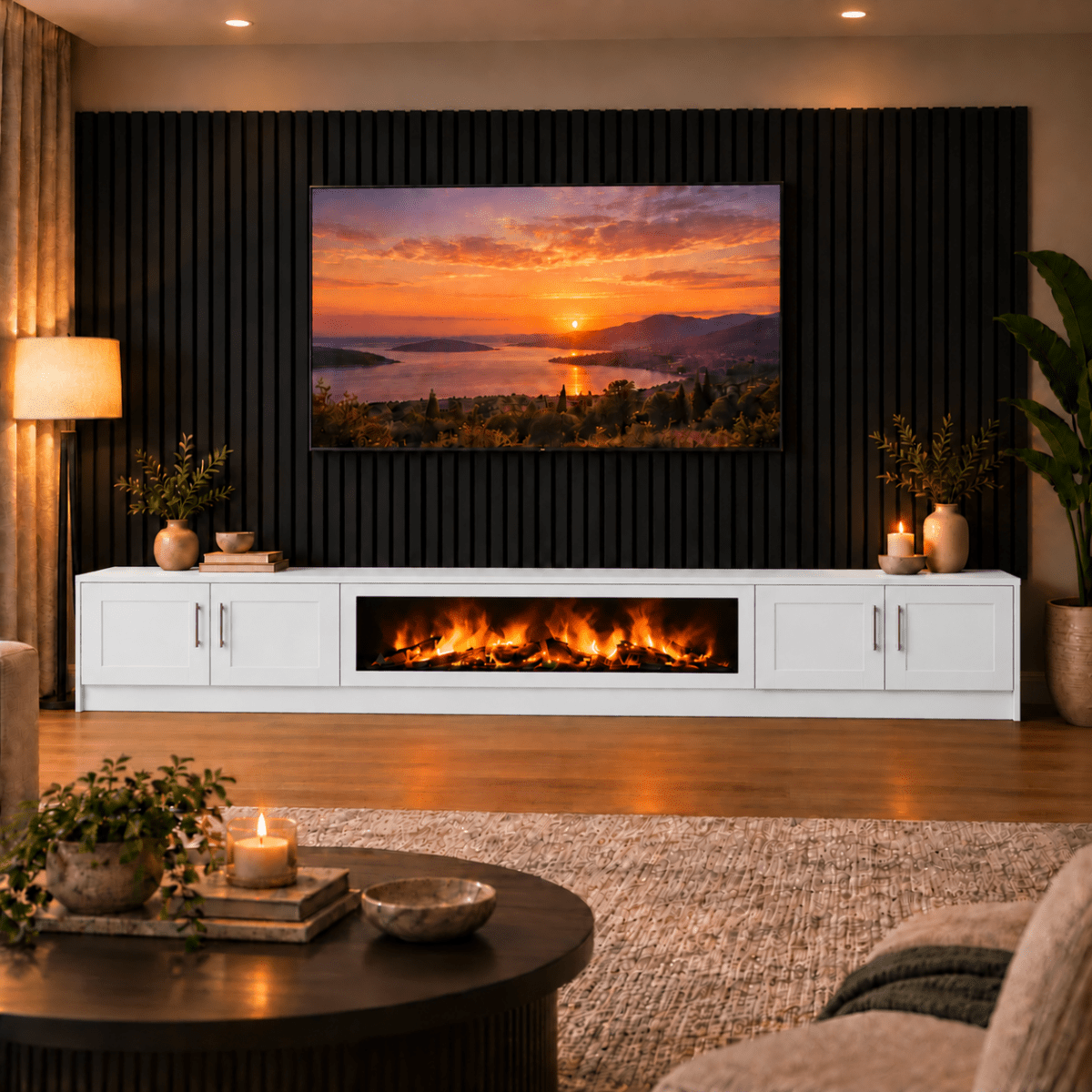 Ollerton Shaker Fireplace Media Wall Unit - Large 60" Fire 11 - Online Bedrooms