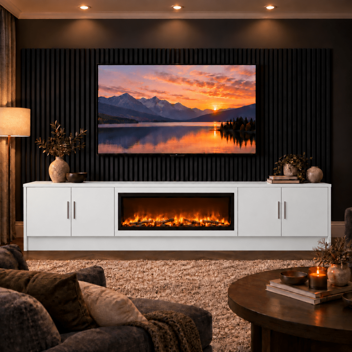 Ollerton Smooth Fireplace Media Wall Unit - 40" Fire 20 - Online Bedrooms