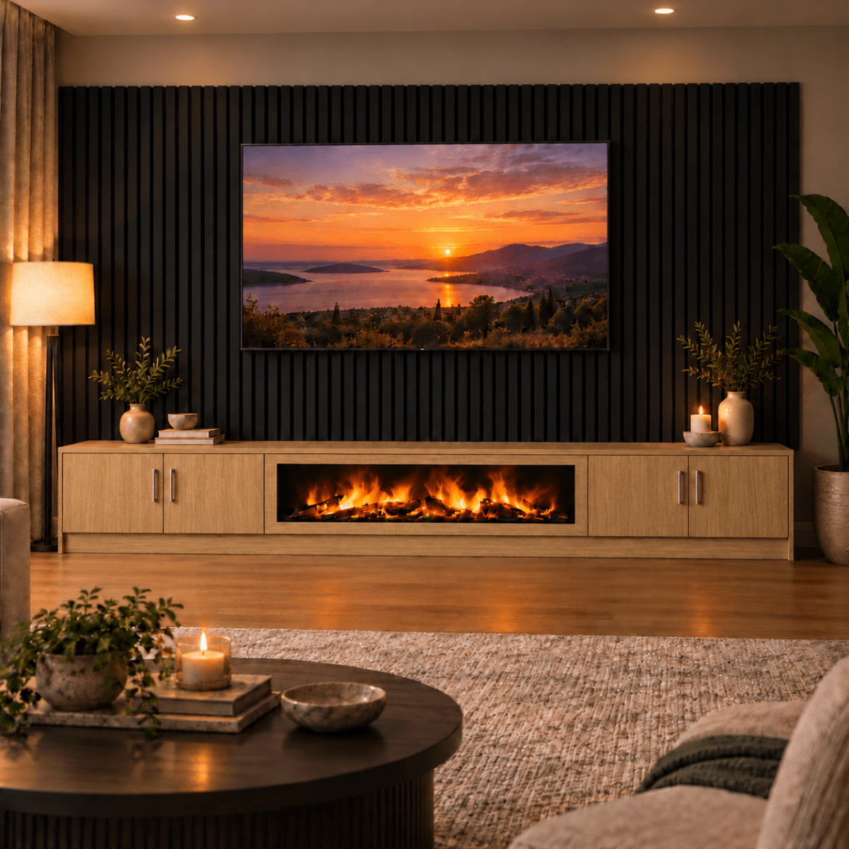 Ollerton Smooth Fireplace Media Wall Unit - Large 60" Fire 14 - Online Bedrooms