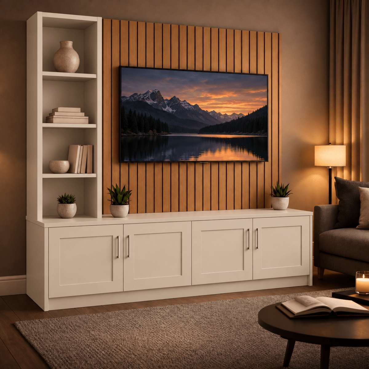 Shire Shaker Media Wall Unit - Left Hand Bookcase 3 - Online Bedrooms