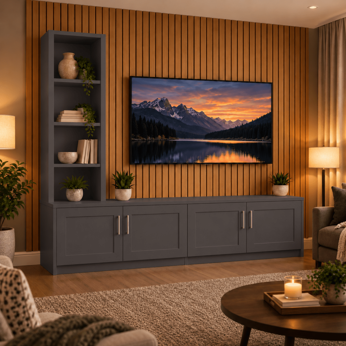 Shire Shaker Media Wall Unit - Left Hand Bookcase 4 - Online Bedrooms