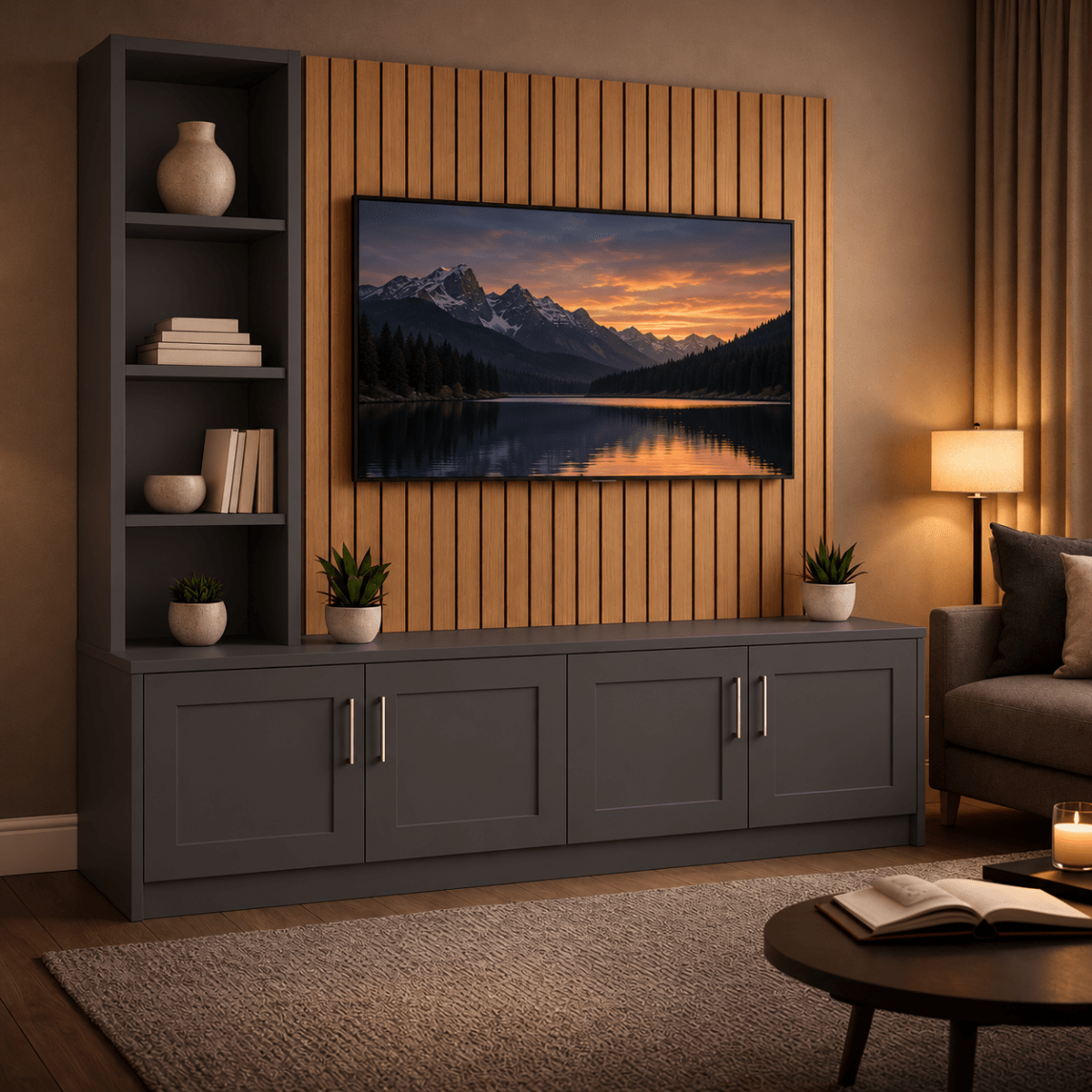 Shire Shaker Media Wall Unit - Left Hand Bookcase 1 - Online Bedrooms