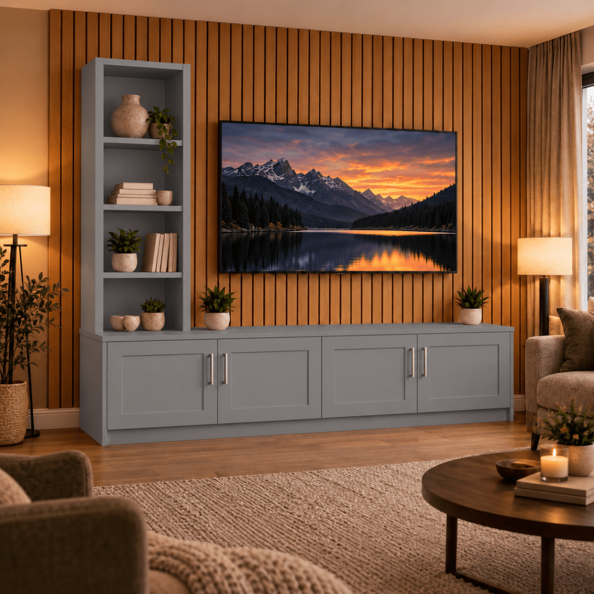 Shire Shaker Media Wall Unit - Left Hand Bookcase 12 - Online Bedrooms