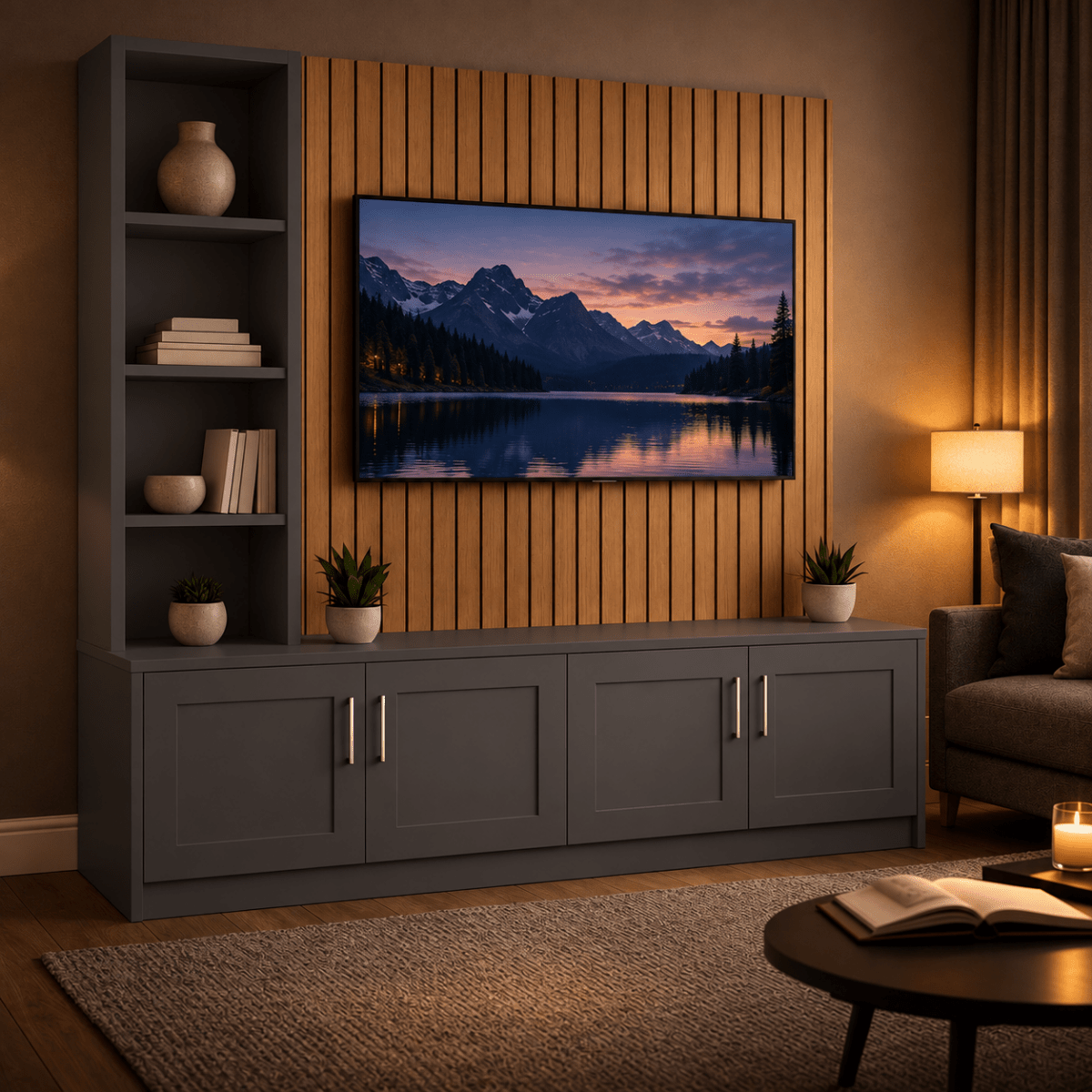 Shire Shaker Media Wall Unit - Left Hand Bookcase 7 - Online Bedrooms