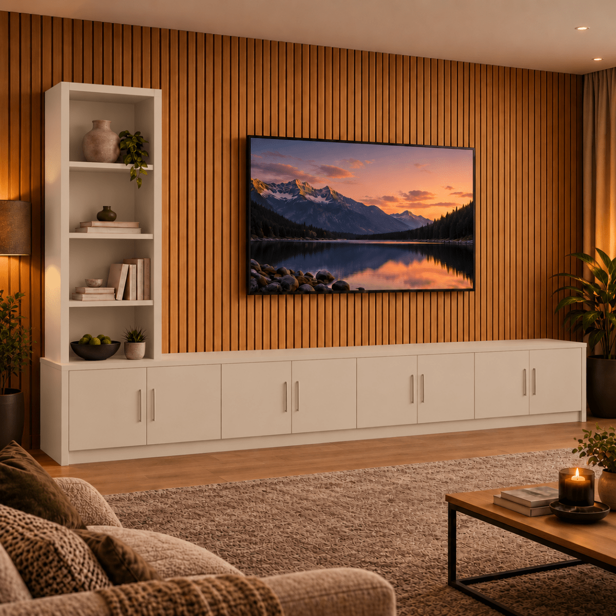 Shire Smooth Media Wall Unit - Left Hand Bookcase 38 - Online Bedrooms