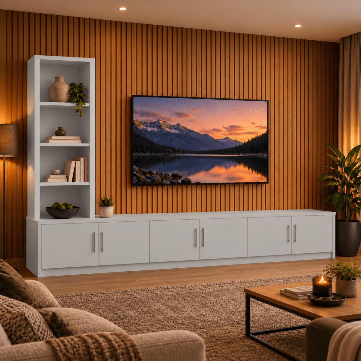 Shire Smooth Media Wall Unit - Left Hand Bookcase 26 - Online Bedrooms