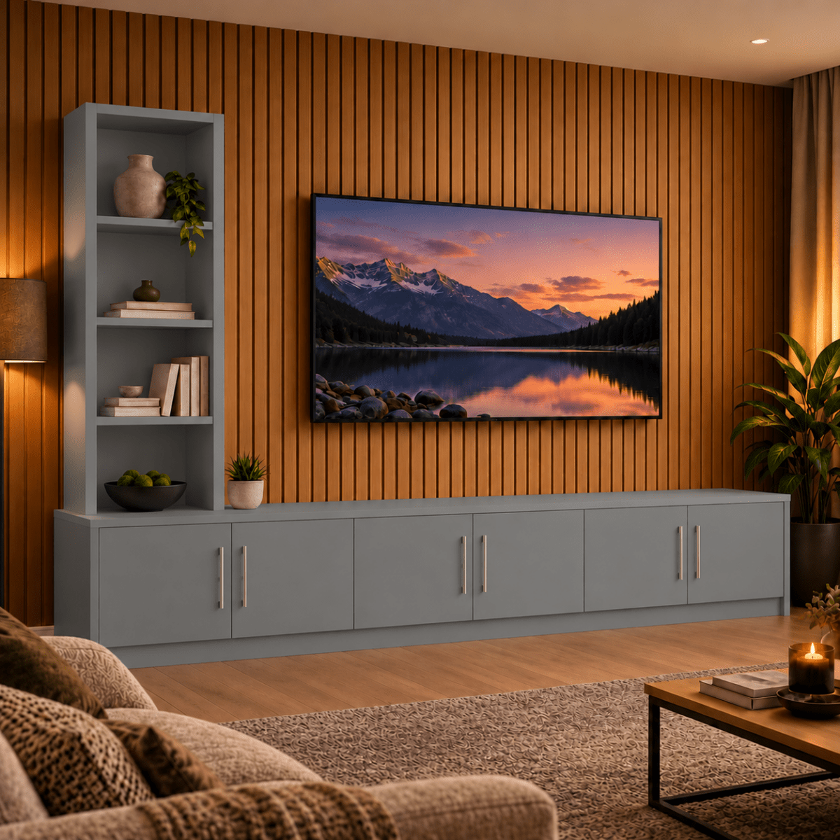 Shire Smooth Media Wall Unit - Left Hand Bookcase 20 - Online Bedrooms