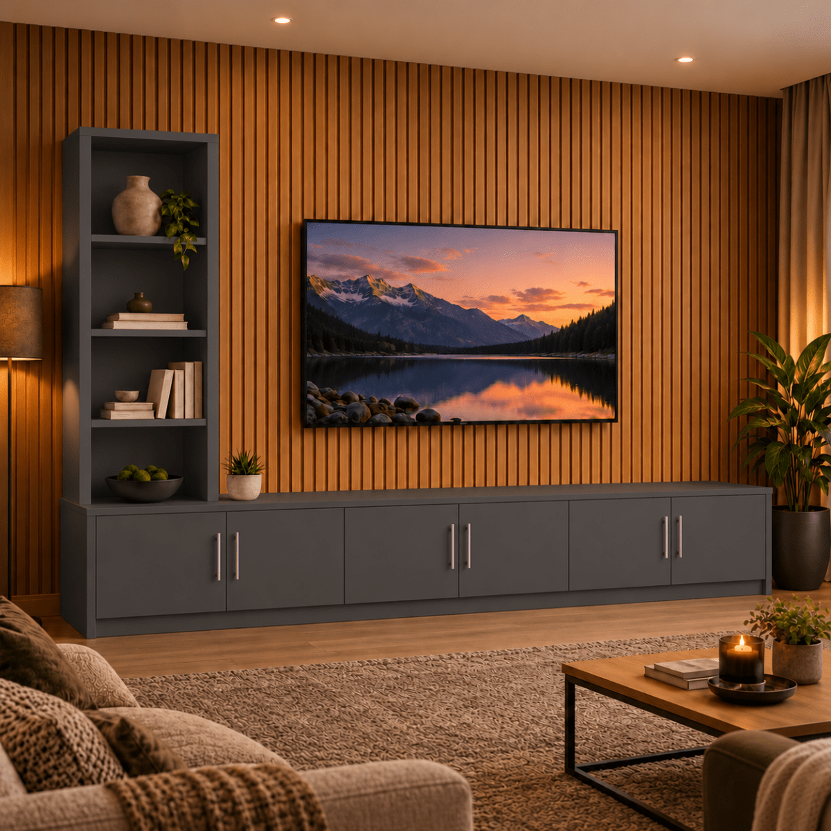 Shire Smooth Media Wall Unit - Left Hand Bookcase 25 - Online Bedrooms