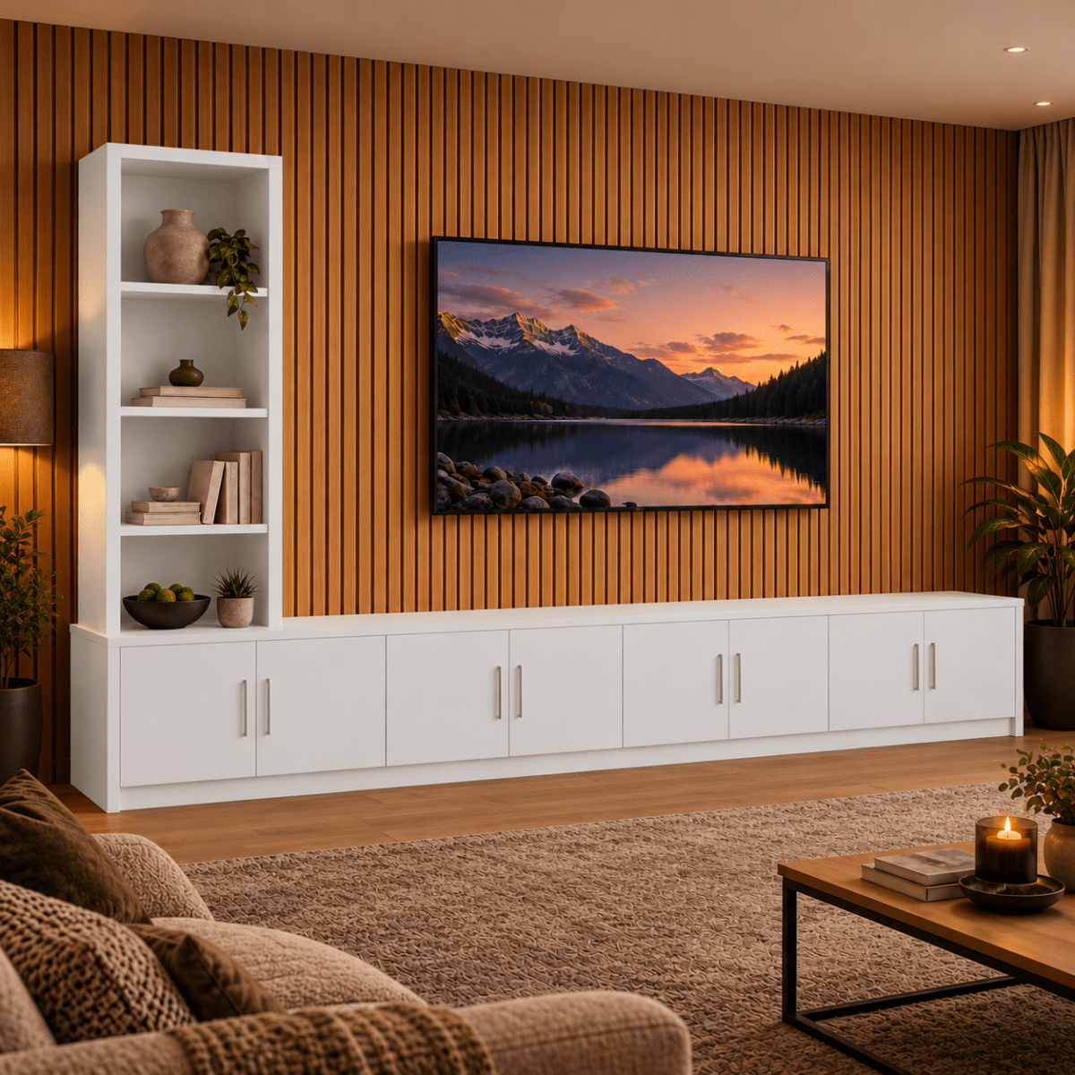Shire Smooth Media Wall Unit - Left Hand Bookcase 37 - Online Bedrooms