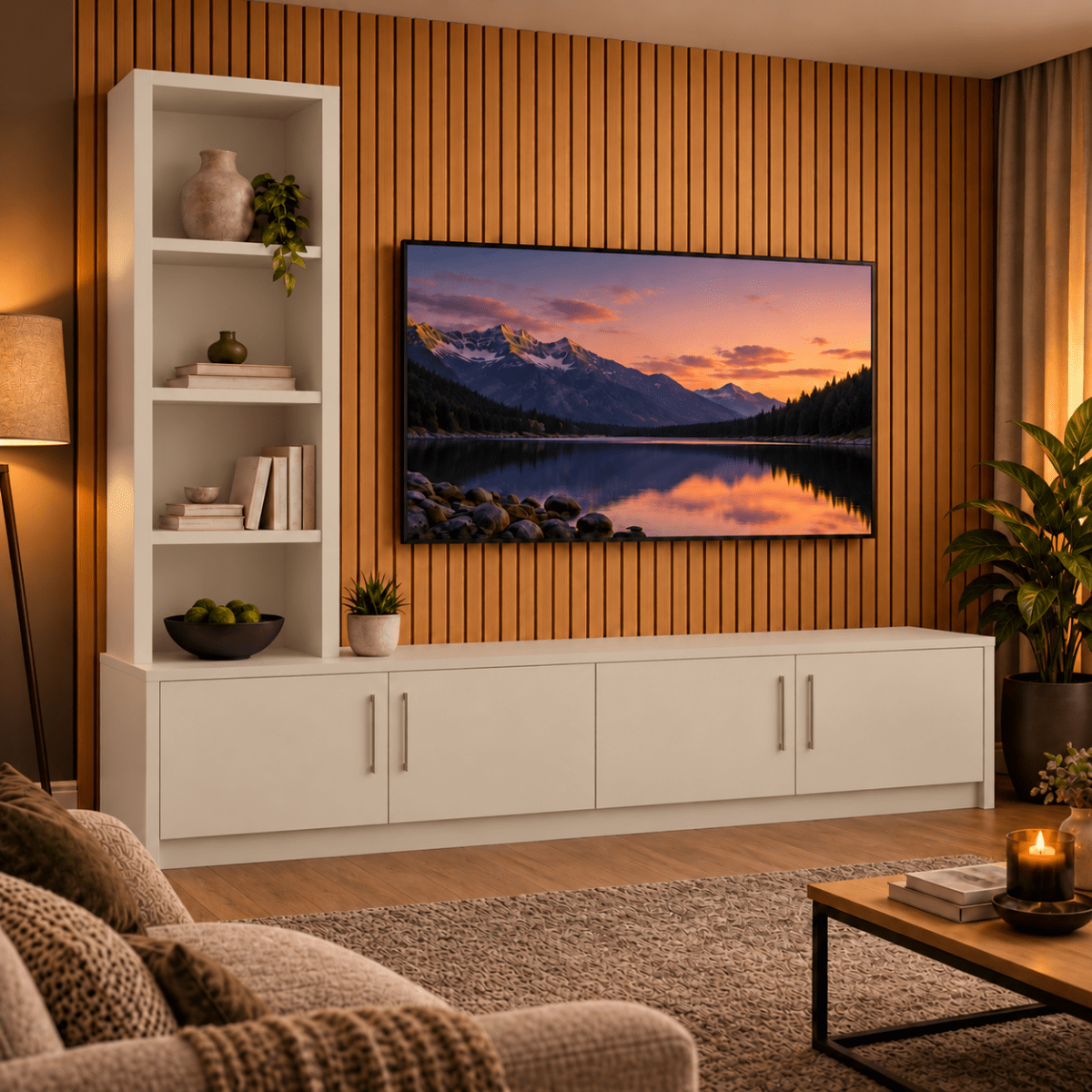 Shire Smooth Media Wall Unit - Left Hand Bookcase 3 - Online Bedrooms
