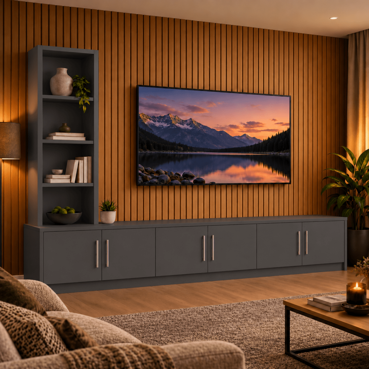 Shire Smooth Media Wall Unit - Left Hand Bookcase 18 - Online Bedrooms