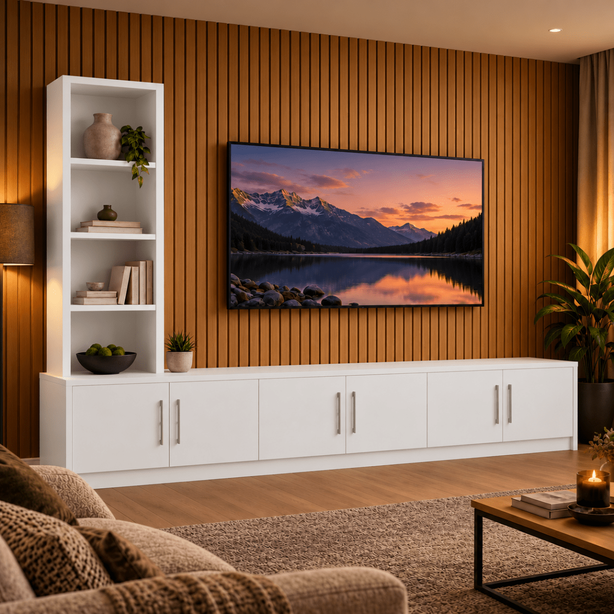 Shire Smooth Media Wall Unit - Left Hand Bookcase 16 - Online Bedrooms